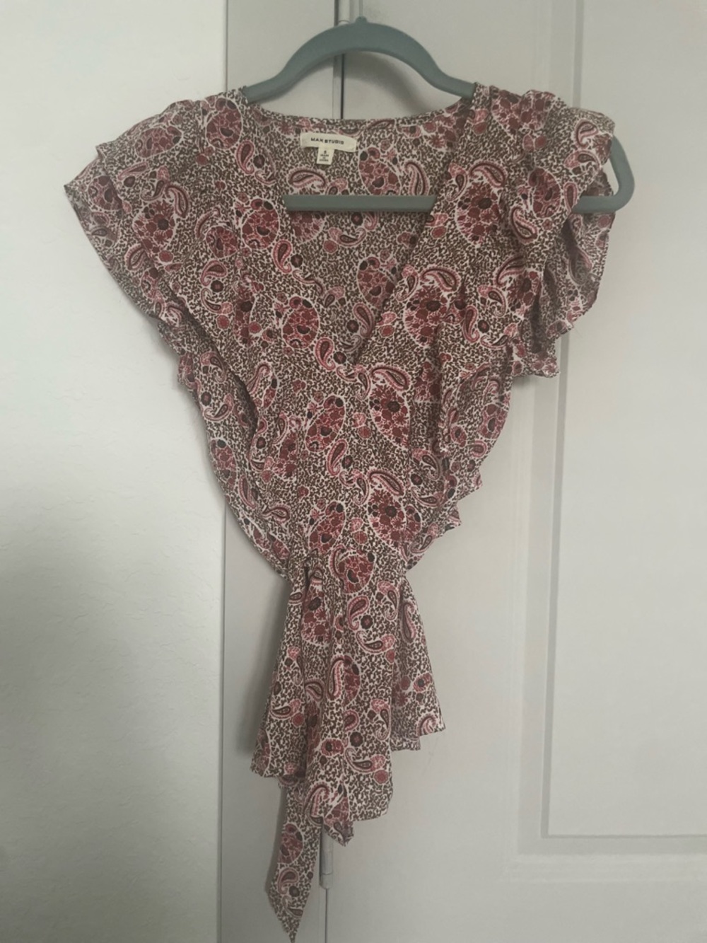 Red Paisley Wrap Blouse
